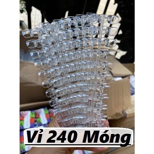 Vỉ Móng Mẫu Form Vuông 240 Móng/Bịch, Nhựa Loại 1 Trong Và Đục, Tập Sơn Vẽ Hoạt Hình, Làm Nail Cho Học Viên Và Thợ Mới Nữ Women