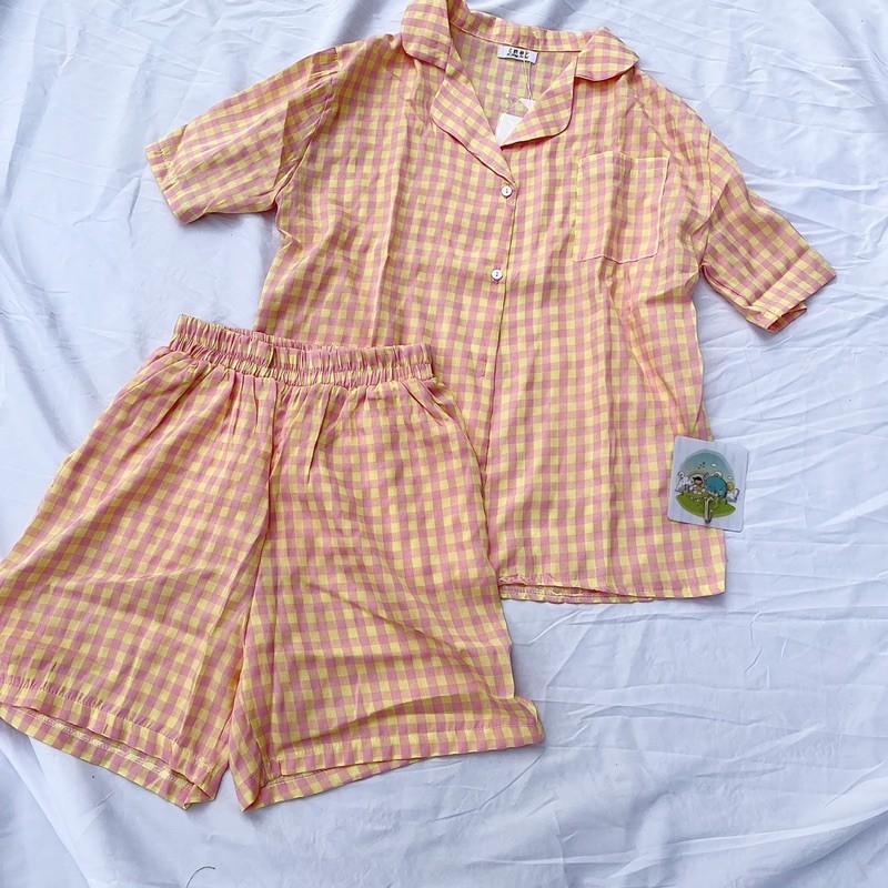 Bộ ngủ kẻ karo pijama