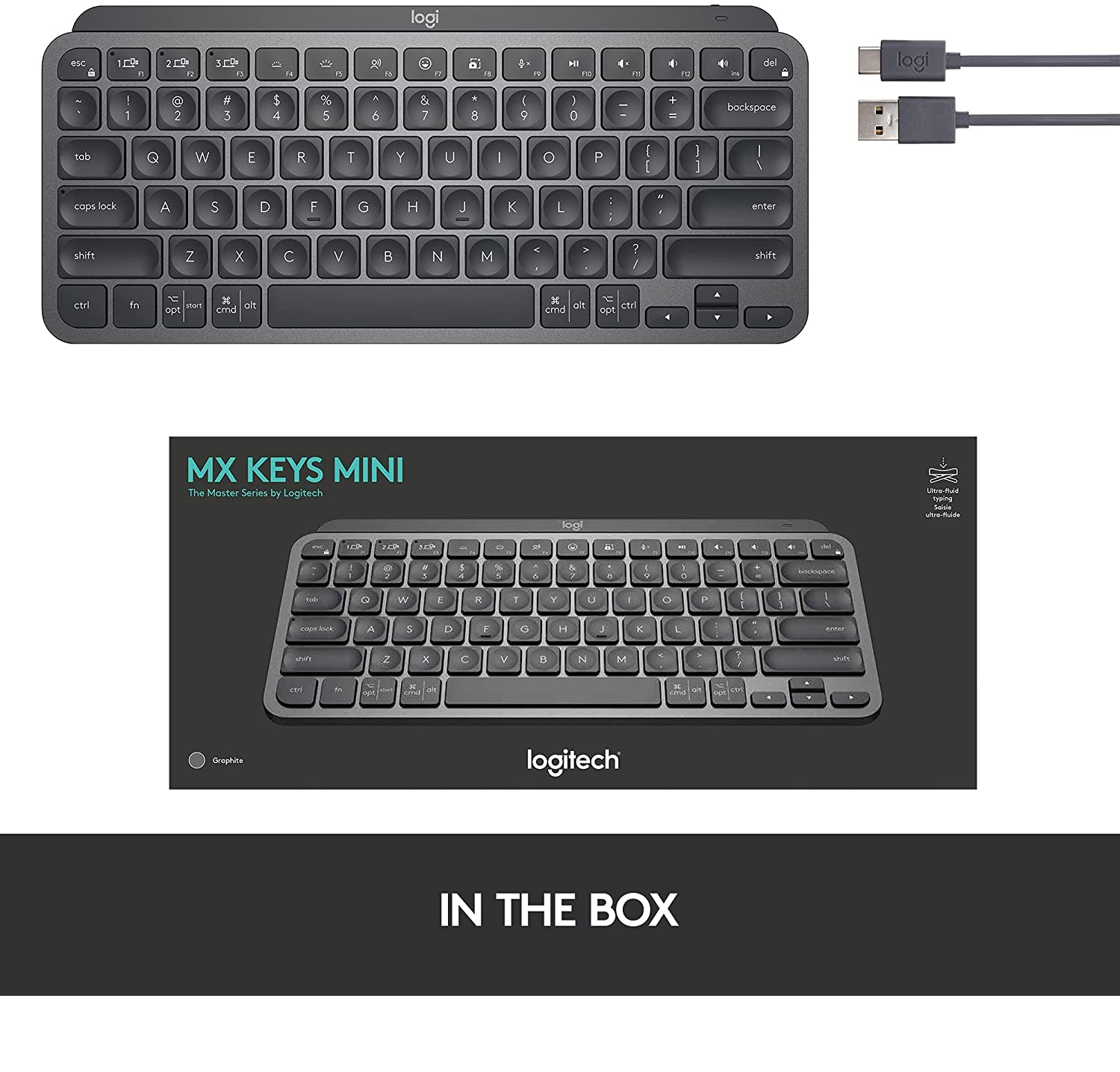 Bàn phím không dây bluetooth Logitech MX Keys Mini - Hàng Chính Hãng