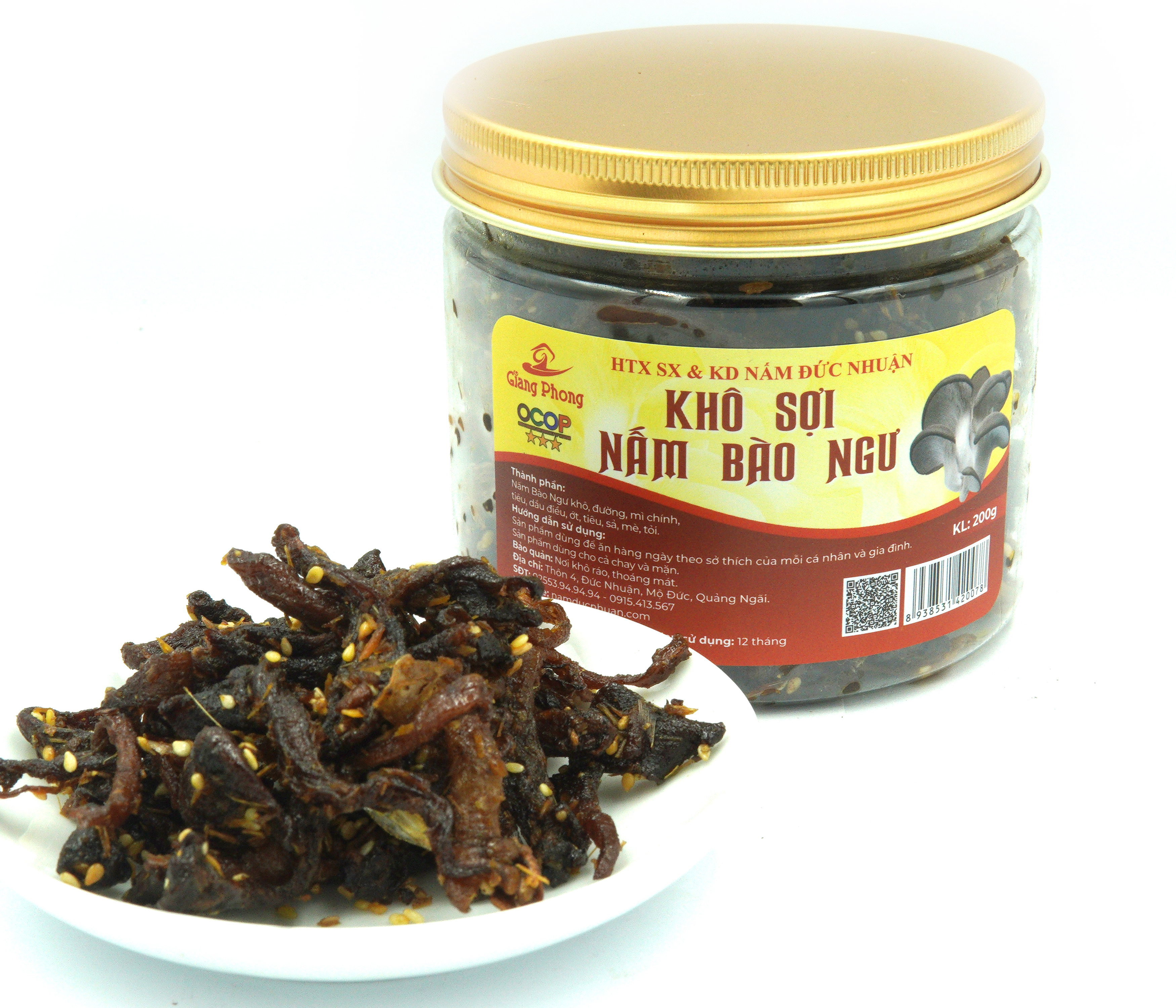 Khô Sợi Nấm Bào Ngư GIANG PHONG Thực Phẩm Ăn Liền Chế Biến 100% Từ Nấm Bào Ngư Món Chay Ăn Liền Tiện Lợi Được Tẩm Ướp Gia Vị Đặc Trưng Của Việt Nam