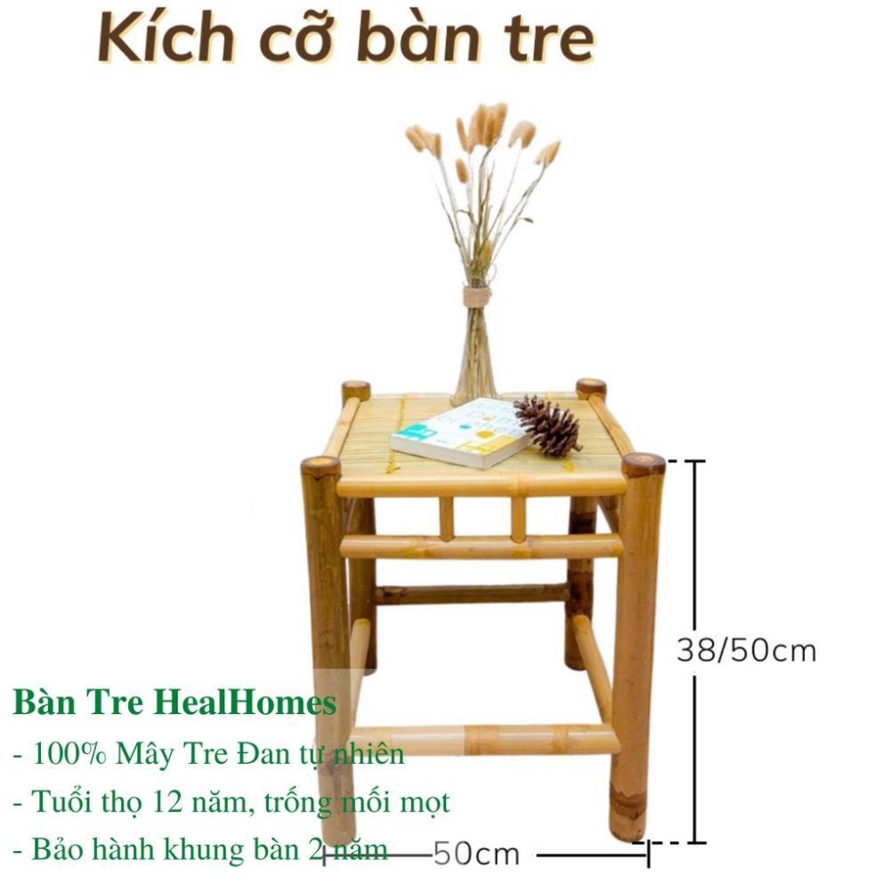 Bộ bàn ghế ban công tre cao cấp gồm 1 bàn và 2 ghế , dùng thư giãn trang trí phòng khách sân vườn quán caffee/ Healhomes