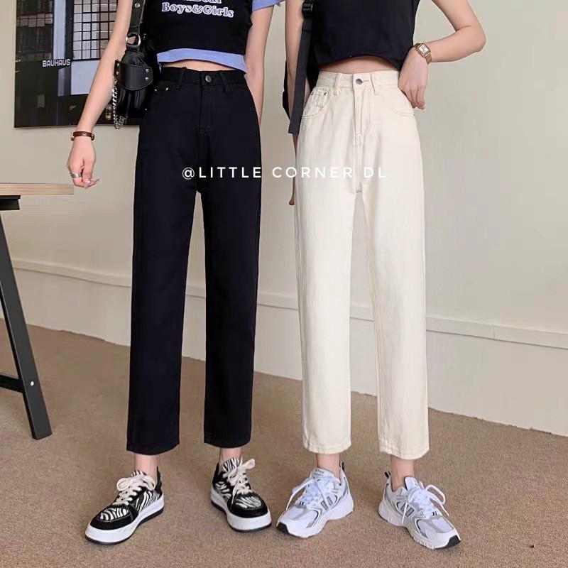 Quần slim baggy suông kem vani lưng cao basic hàng loại 1