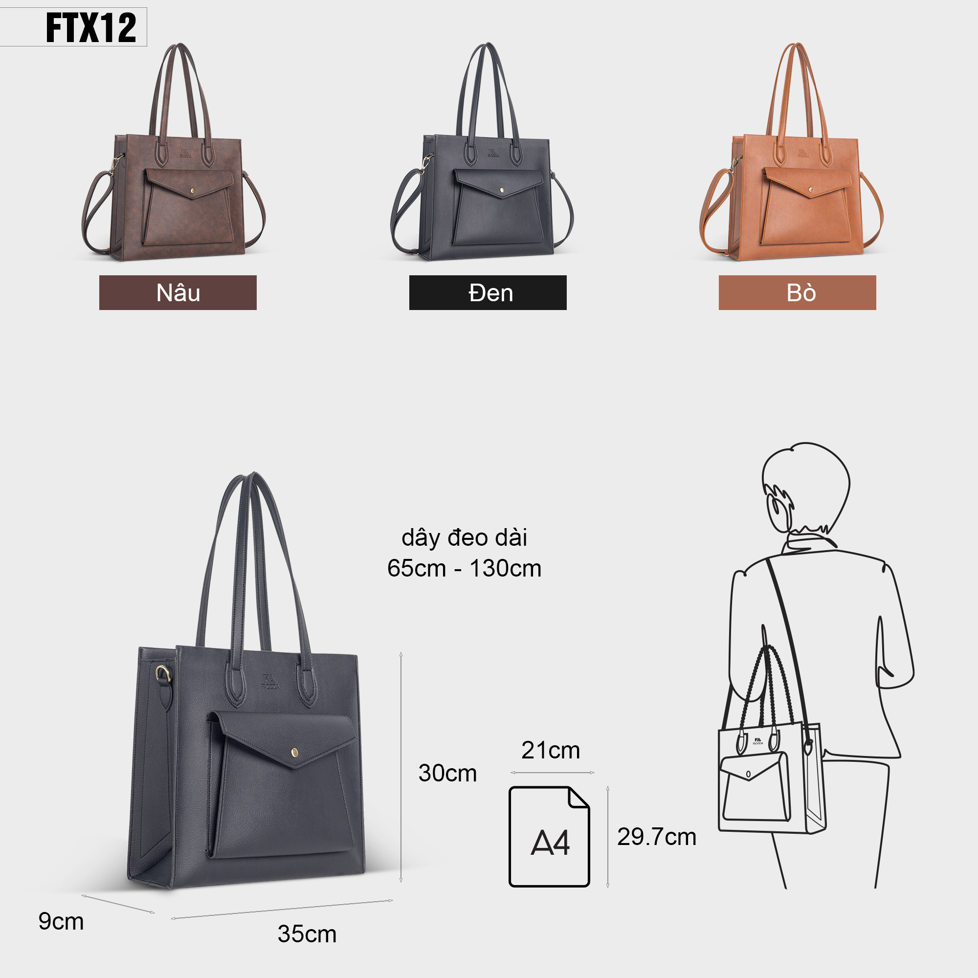 Túi xách nữ thời trang công sở FADODA FTX12