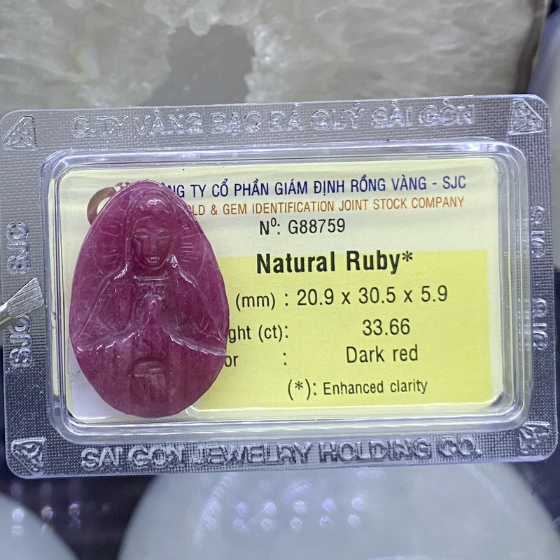 Tượng Đức Mẹ Đá Ruby Kiểm Định Tự Nhiên Phong Thuỷ