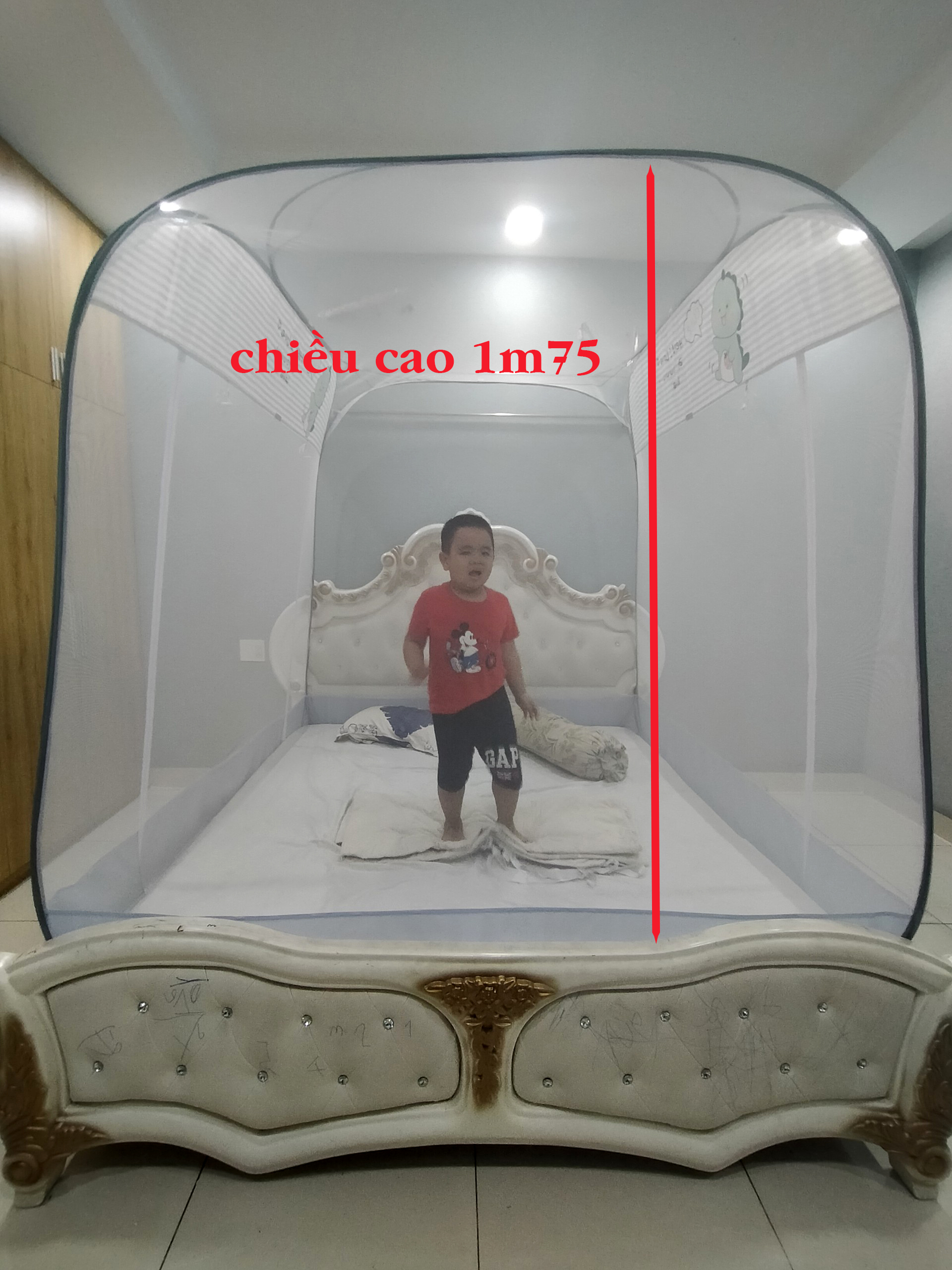 Màn Chụp Mùng Chụp Đỉnh Vuông Mộc Miên (2 Cửa ) nhiều Size