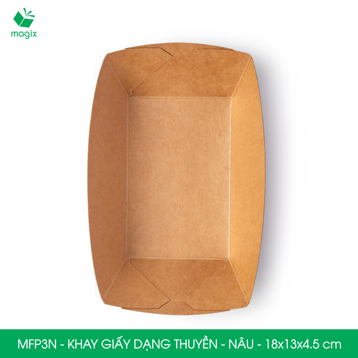 MFP3N - 18x13x4.5 cm - 50 khay giấy dáng thuyền đựng thức ăn, khay giấy đựng món tráng miệng