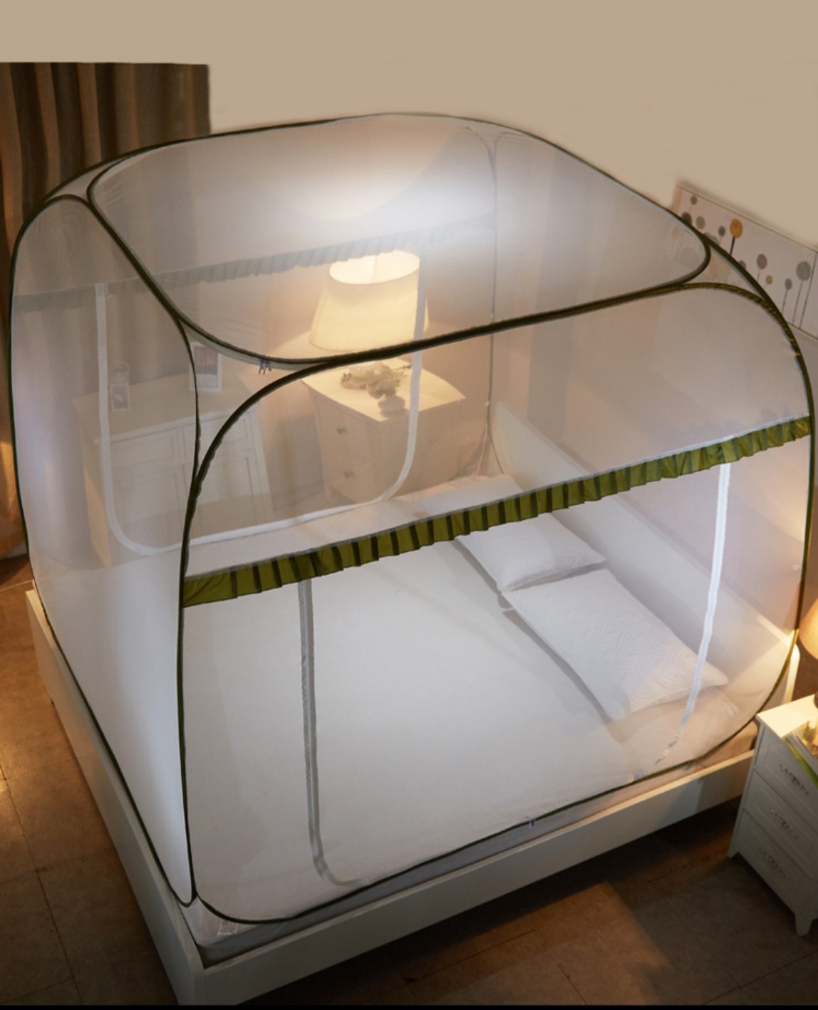 Màn đỉnh vuông cao cấp gấp gọn thông minh kiểu dáng đỉnh vuông rộng rãi, thông thoáng - Mùng ngủ chống muỗi đủ kích cỡ phù hợp với mọi loại giường, khung thép dẻo cực bền dễ uốn gấp gọn khi không dùng