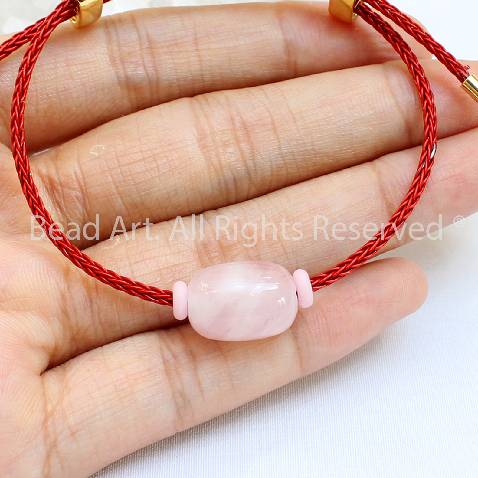 Vòng Tay Lu Thống Thạch Anh Hồng Tự Nhiên , Vòng Tay Đá Phong Thuỷ, Chuỗi Hạt, Mệnh Hoả, Mệnh Thổ - Bead Art