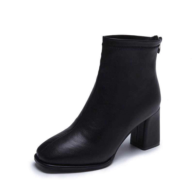 Boot Da Đen Đế Vuông Mềm Đẹp Êm Chân AG88 - Hàng Quảng Châu Cao Cấp