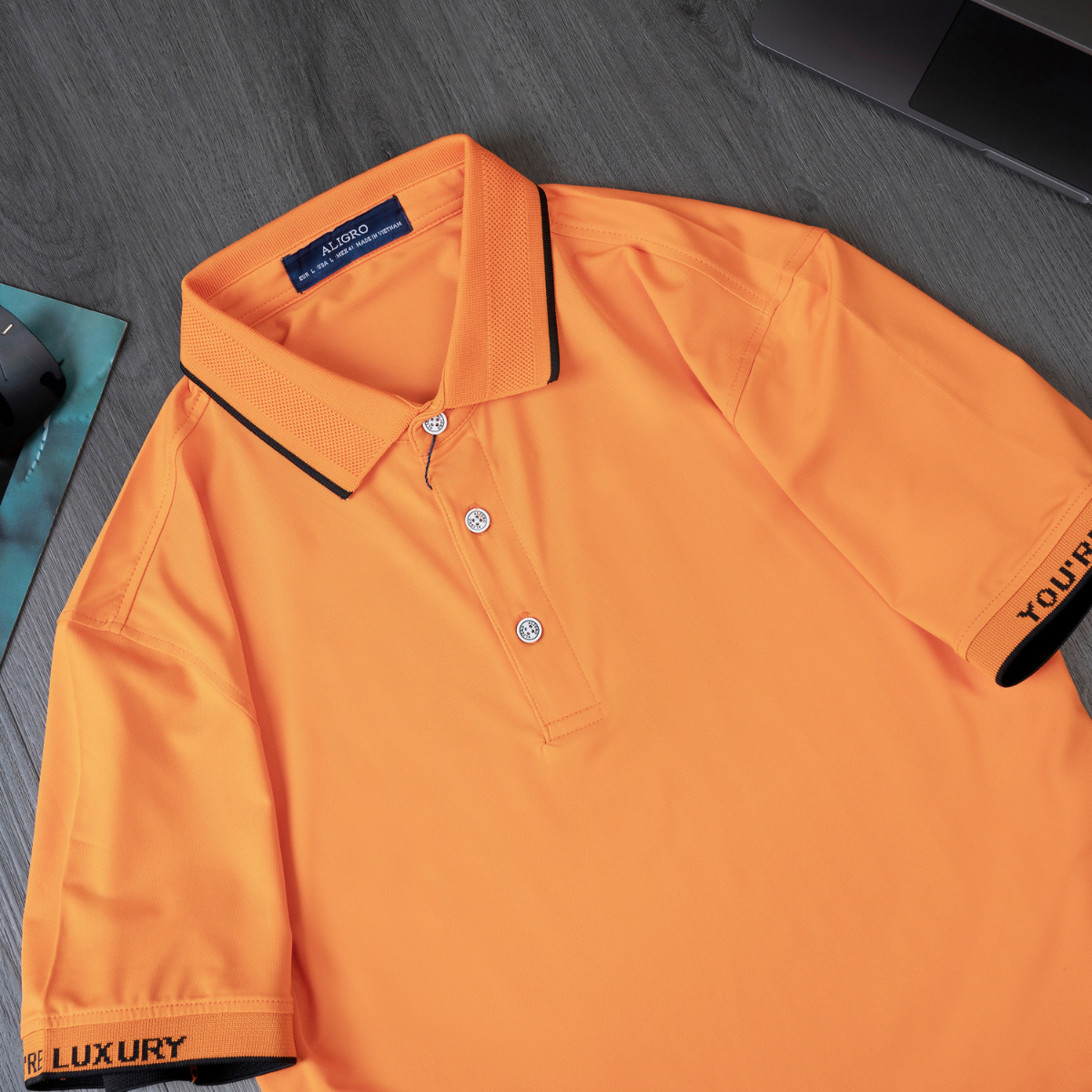 Áo polo golf nam ngắn tay ALIGRO chất vải coolmax màu cam năng động ALGPLO100