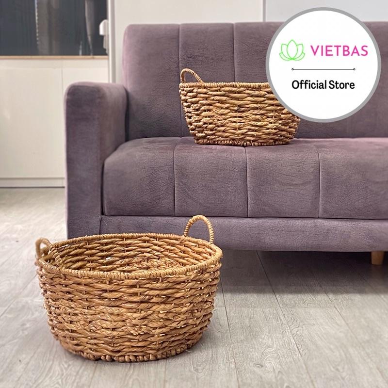 Giỏ lục bình trang trí VIETBAS có quai MAU06