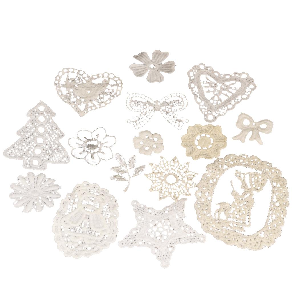 Bộ 15 Miếng Các Loại Trắng Ren Thêu Miếng Dán May Táo Viền Thủ Công DIY