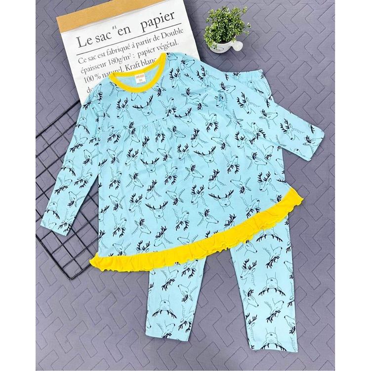 Bộ dài tay babydoll thun borip size đại cho bé gái 24 đến 40kg - Bộ dài tay bé gái -