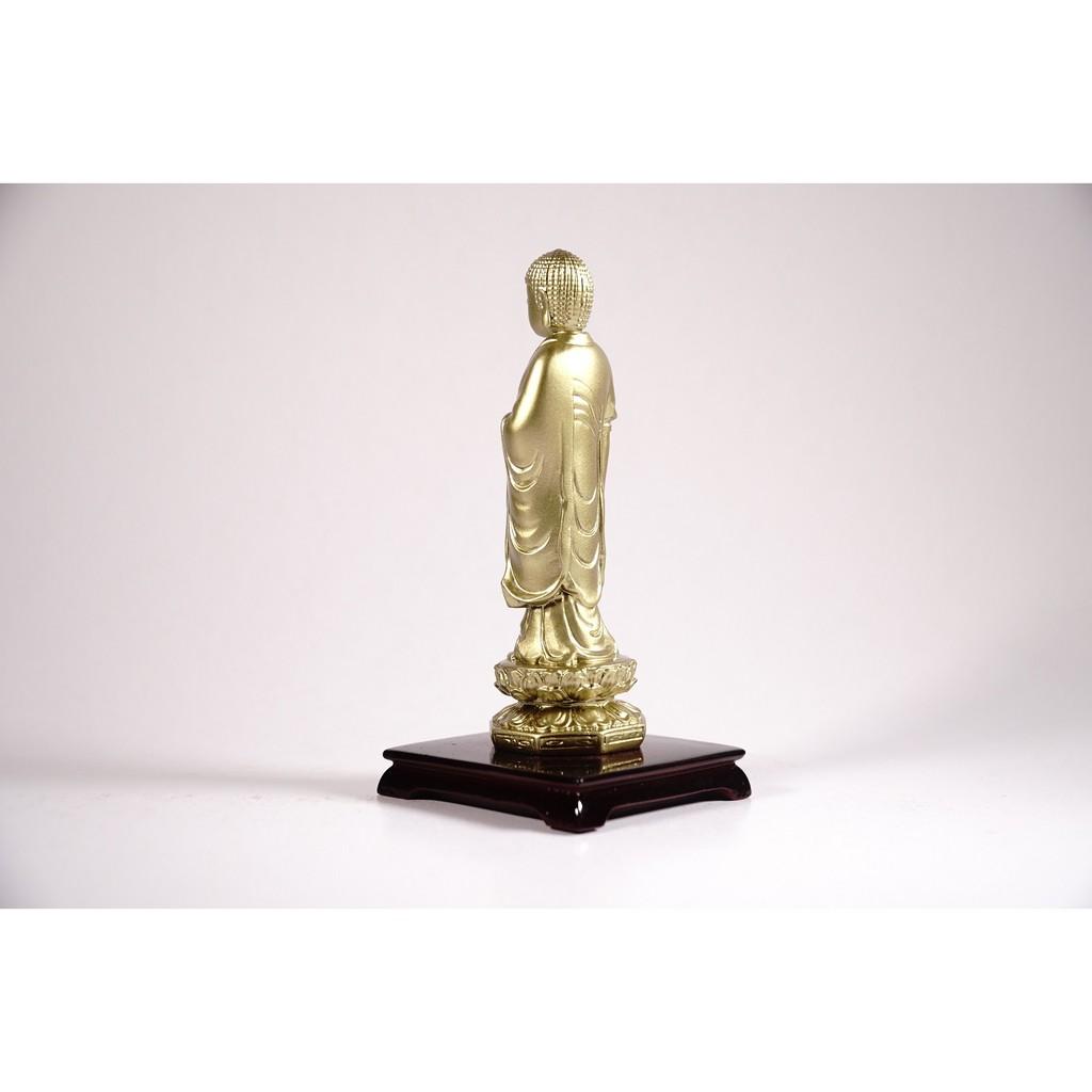 Tượng phật A Di Đà đứng có đế mạ đồng - Cao 13cm
