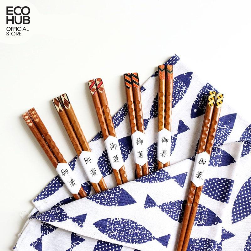 Đũa gỗ ma thuật chạm khắc thủ công ECOHUB bằng gỗ tự nhiên (Wooden Chopsticks) E00320