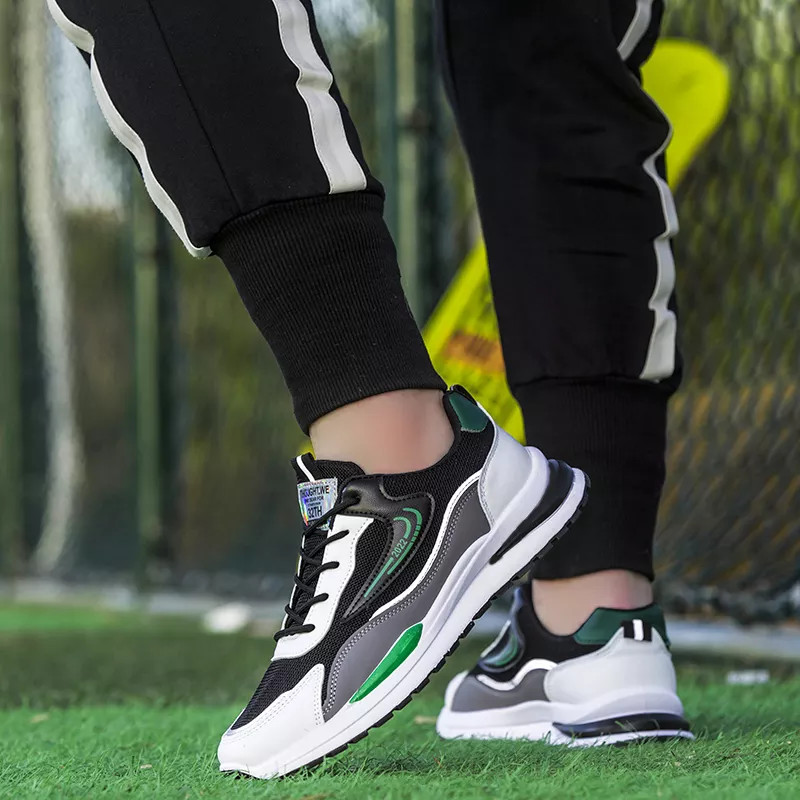 Giày Thể Thao Nam GEMI - Giày Sneaker Màu Đen - Xám, Giày Thể Thao Chạy Bộ, Thể Dục, Đi Chơi - G5296