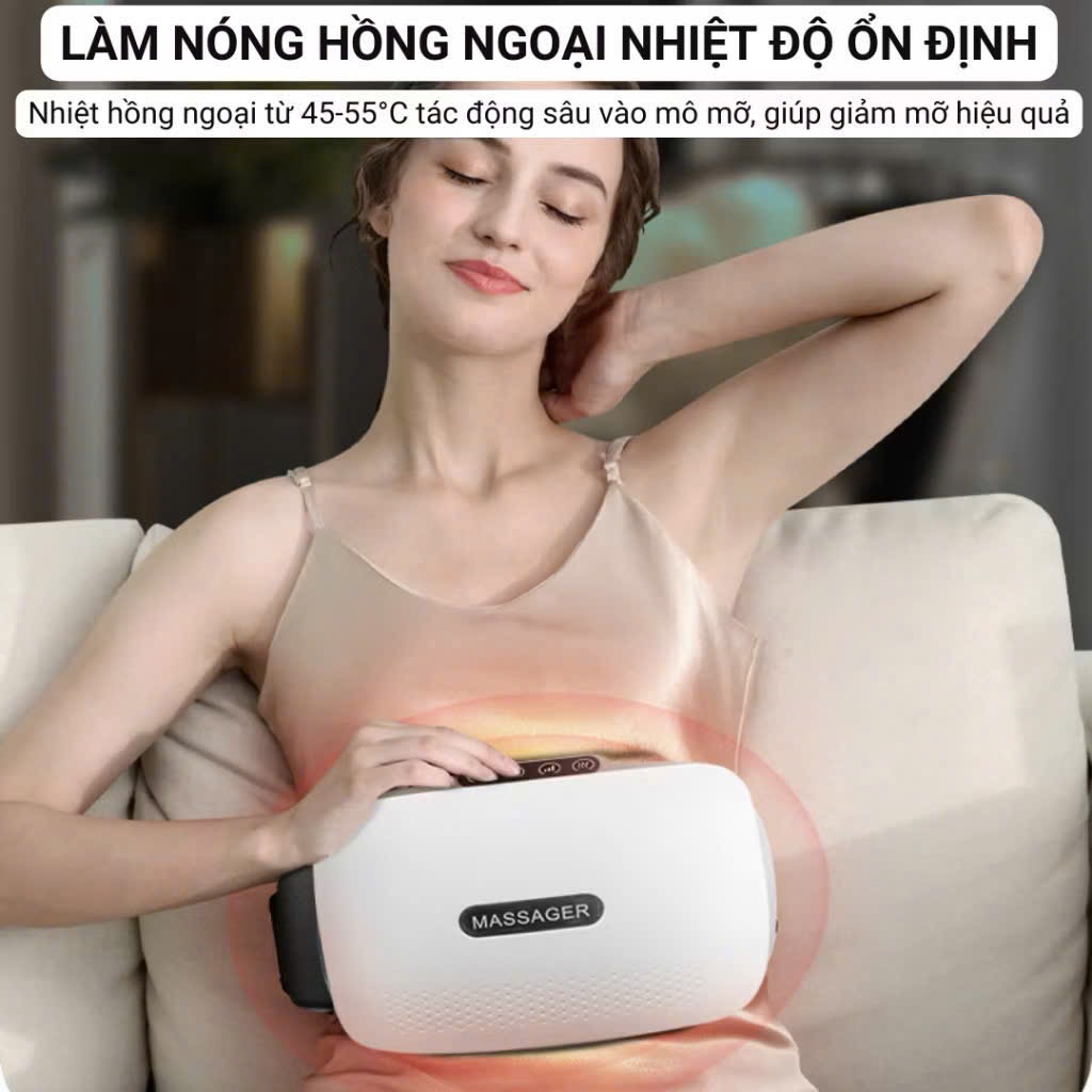 ￼Máy Massage Bụng Lưng Đùi Pin Sạc Tích Hợp Đá Nóng Himalaya Hỗ Trợ Giảm Mỡ Bụng Đai Mát Xa Bụng Eo Lưng