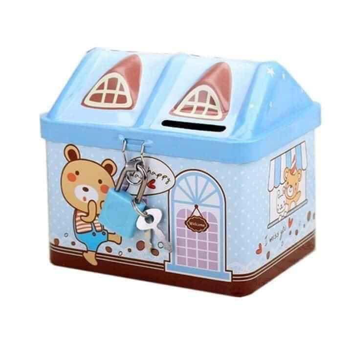 Két sắt mini, hộp tiết kiệm hình nhà, dạy bé cách tiết kiệm