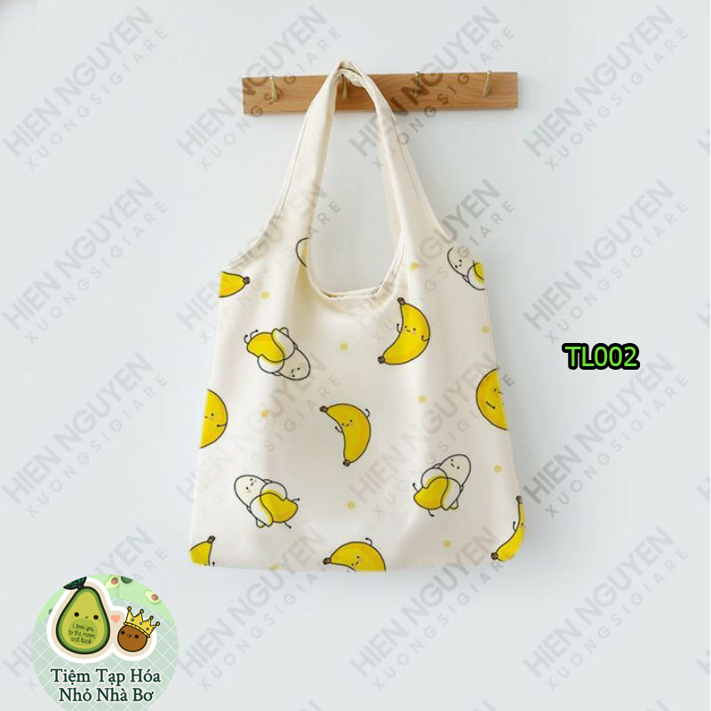 Túi Tote Đeo Vai Vải Canvas Siêu Dễ Thương Phong Cách Hàn Quốc - Trái Cây Nhiều Mẫu M4