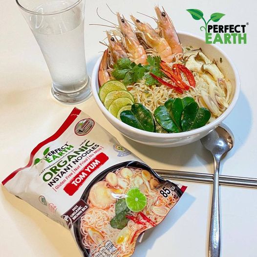 Mì Gạo Lức Ăn Liền Thuần Chay Hữu Cơ (85g) - Perfect Earth Organic Instant Noodles (85g) - Vị Tom Yum | Kim Chi | Tỏi Tiêu - Mì Tom Yum