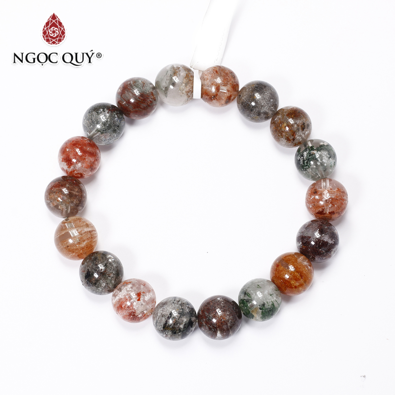 Vòng tay trơn đá thạch anh ưu linh đa sắc size hạt 11mm - Ngọc Quý Gemstones