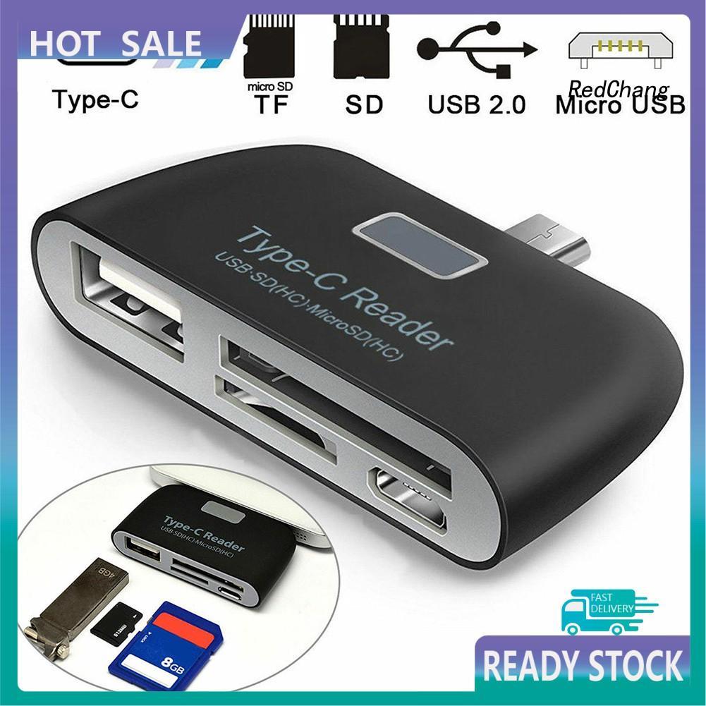 -SPQ- Universal Type C to USB 3.0 OTG Hub Adapter SD/TF Micro SD Memory Card Reader