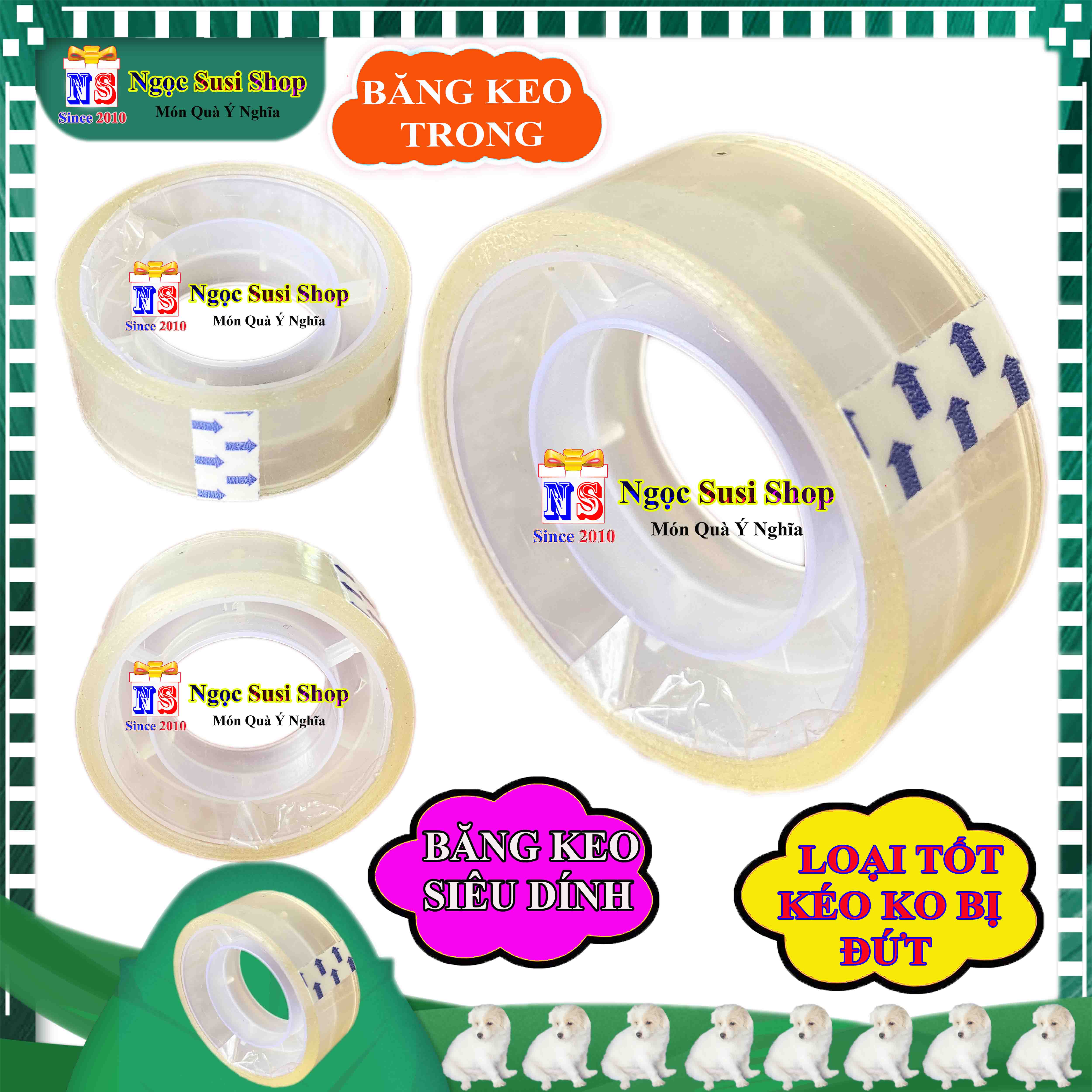3 CUỘN BĂNG KEO TRONG NHỎ 0.4CM 10G SIÊU DÍNH - CUỘN BĂNG DÍNH TRONG