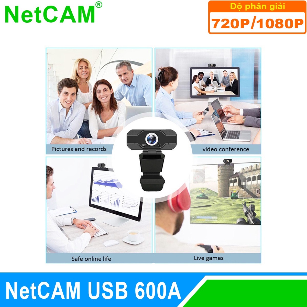 Webcam NetCAM USB 600A độ phân giải 1080P - Hàng Chính Hãng