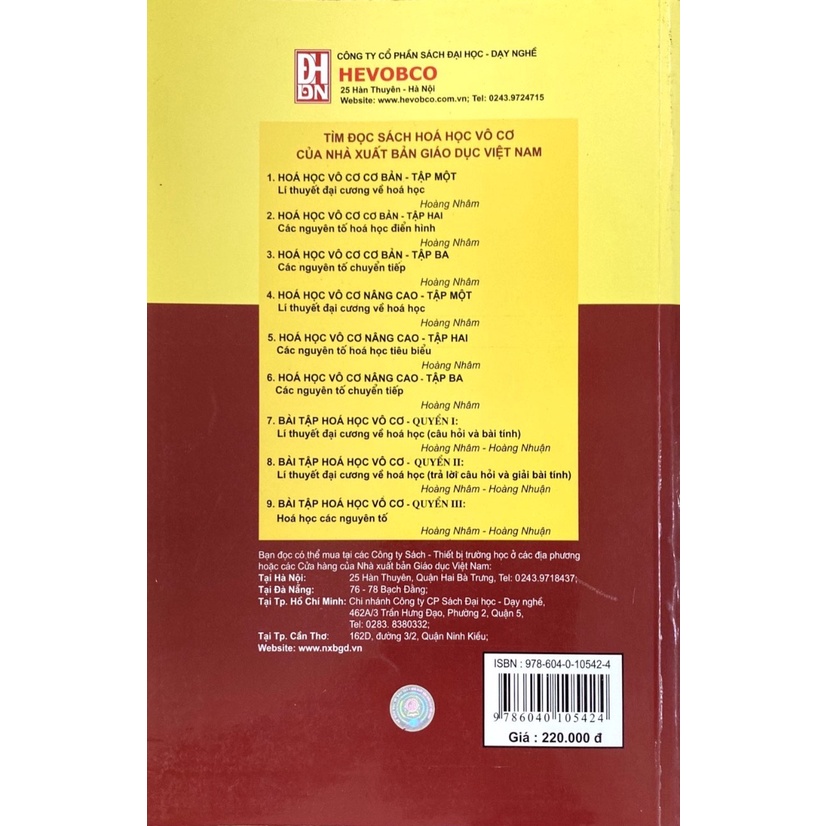 Combo Hóa Học Vô Cơ Nâng Cao Tập 1 + Tập 2 + Tập 3.