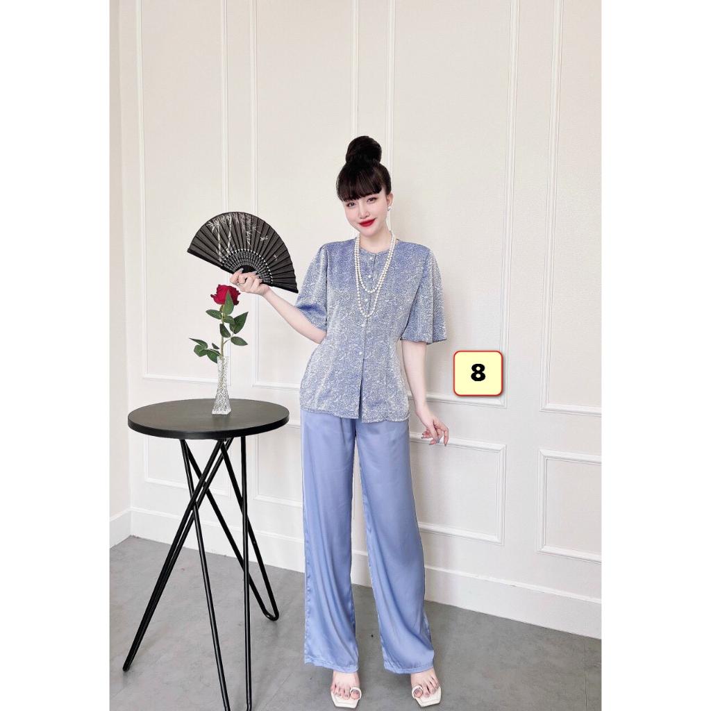Bộ Lam Trung Niên Lụa Gấm 45-60kg