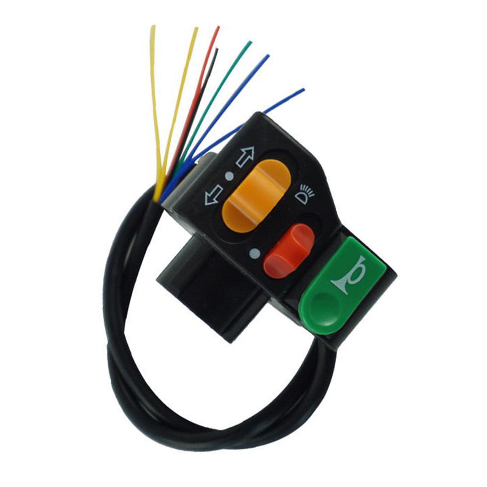 Motorcycle Handlebar Switch, 7/8 22mm 3 in 1 Headlight Turn Signal Horn Fits for Electric Motorbike