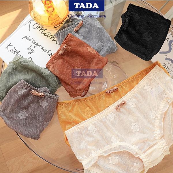 Combo 5 Quần lót nữ ren cao cấp gấm chất liệu mềm mại, họa tiết gấu chìm dễ thương - Tada