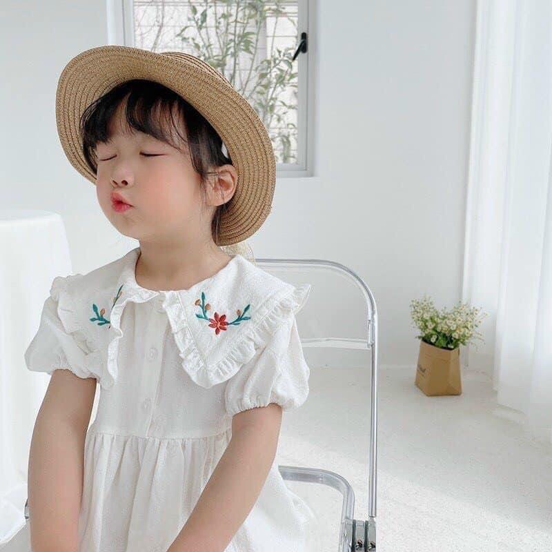 QC147 VÁY THÔ TRẮNG THÊU HOA