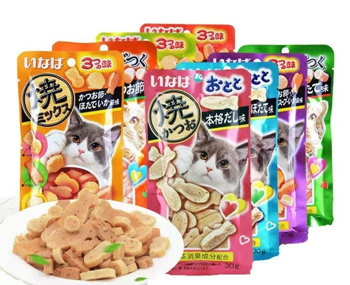 Bánh Thưởng Cho Mèo Inaba Gói 25g, Snack Cho Mèo Mềm Xốp Thơm Ngon 8 Vị Hấp Dẫn