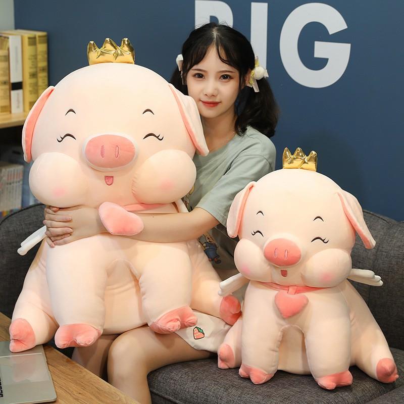 Gấu Bông Heo Vương Miện Thiên Thần Dễ Thương Cao Cấp Đẹp Cute Size 35 - 70 - HUMI