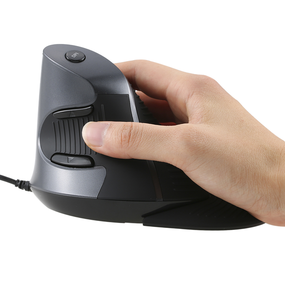Chuột quang dọc Delux USB có dây Ergonomic có thể điều chỉnh 1600 DPI Các nút 5D với phần tựa tay có thể tháo rời