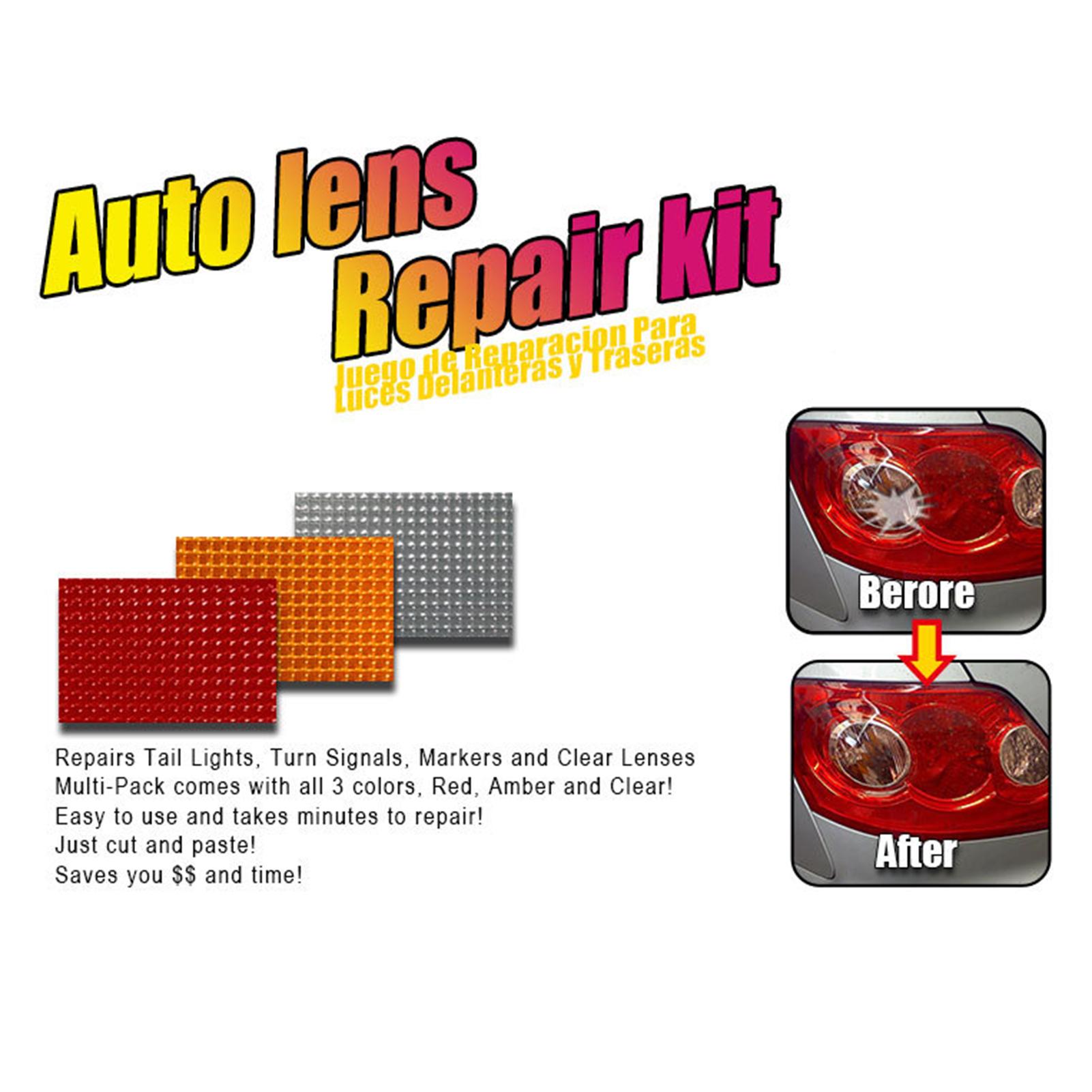 3Pcs Car Lights Crack Restore Films Auto Lens Restore Kit 3 Colors Multi-Pack Headlight Taillight Restore Tools