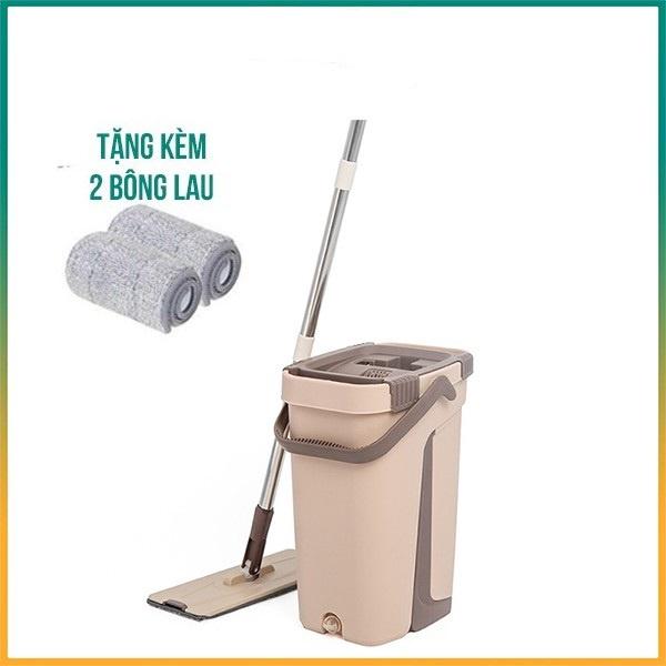 BỘ Cây Lau Nhà vuông 360 Độ Tự Động Gạt Nước Kèm Thùng Vắt thông minh Và Làm Sạch