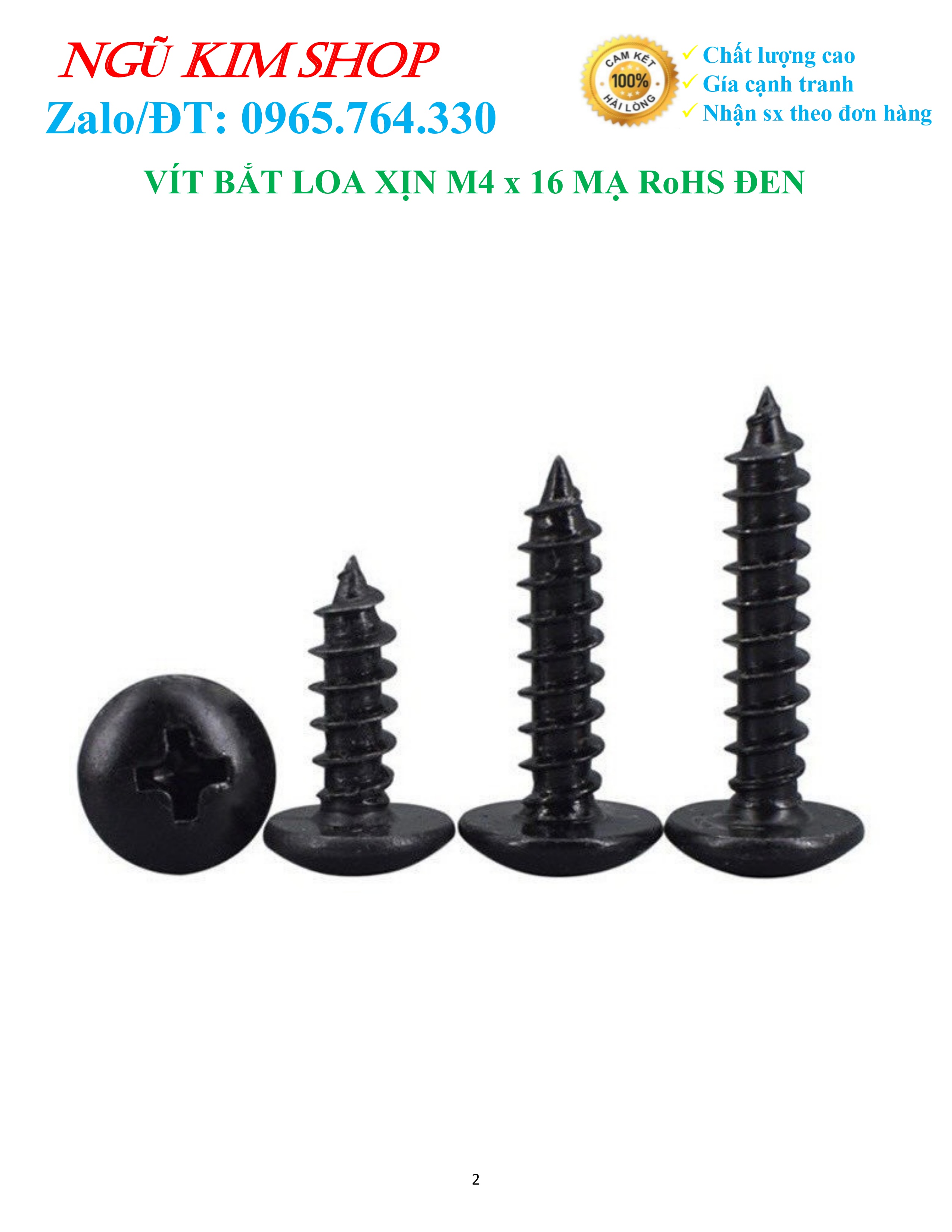 VÍT BẮT LOA XỊN _ M4 x 16 XI RoHS ĐEN