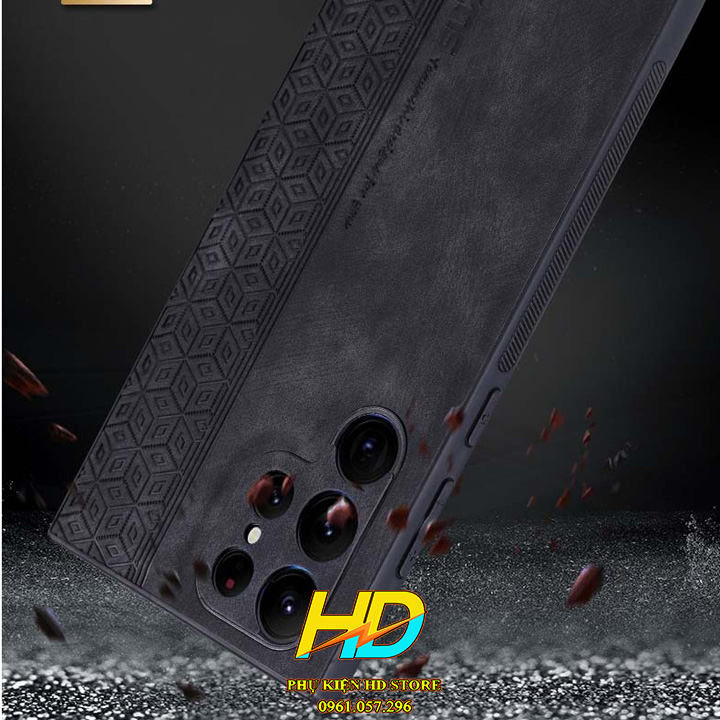 Ốp Lưng Da Dành Cho Samsung Galaxy S23 Ultra Chính hãng AZNS Sang Trọng, Kẻ Vân Sọc Nổi Bật, Ốp Chống Sốc- Hàng Chính Hãng