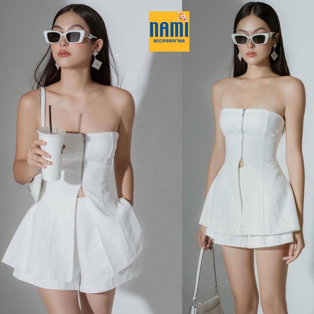 ( HÀNG CHUẨN ĐẸP ) Set áo ống khoá kéo kèm quần short style cá tính sexy cuốn hút Nanami - ATNU050