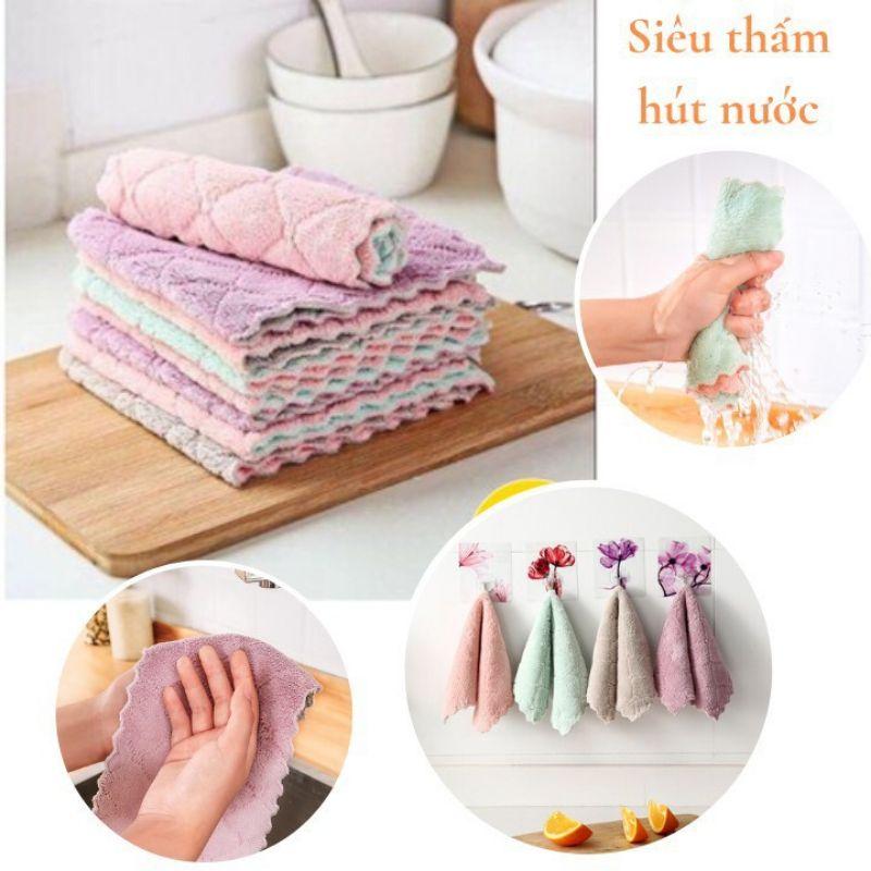 BÁN SỶ KT 25*25cm Khăn lau bếp đa năng 2 mặt siêu thấm (lau bếp, bát đĩa, bàn ghế...) kháng khuẩn