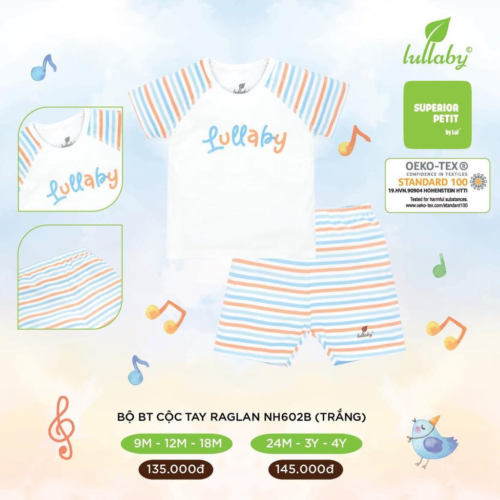 Bộ cộc tay Lullaby, bộ cài vai peptit bé trai, bé gái 0-4 tuổi cao cấp