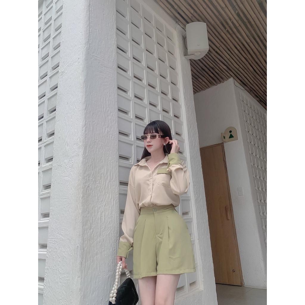 CM - SET ÁO SOMI QUẦN SHORT XANH