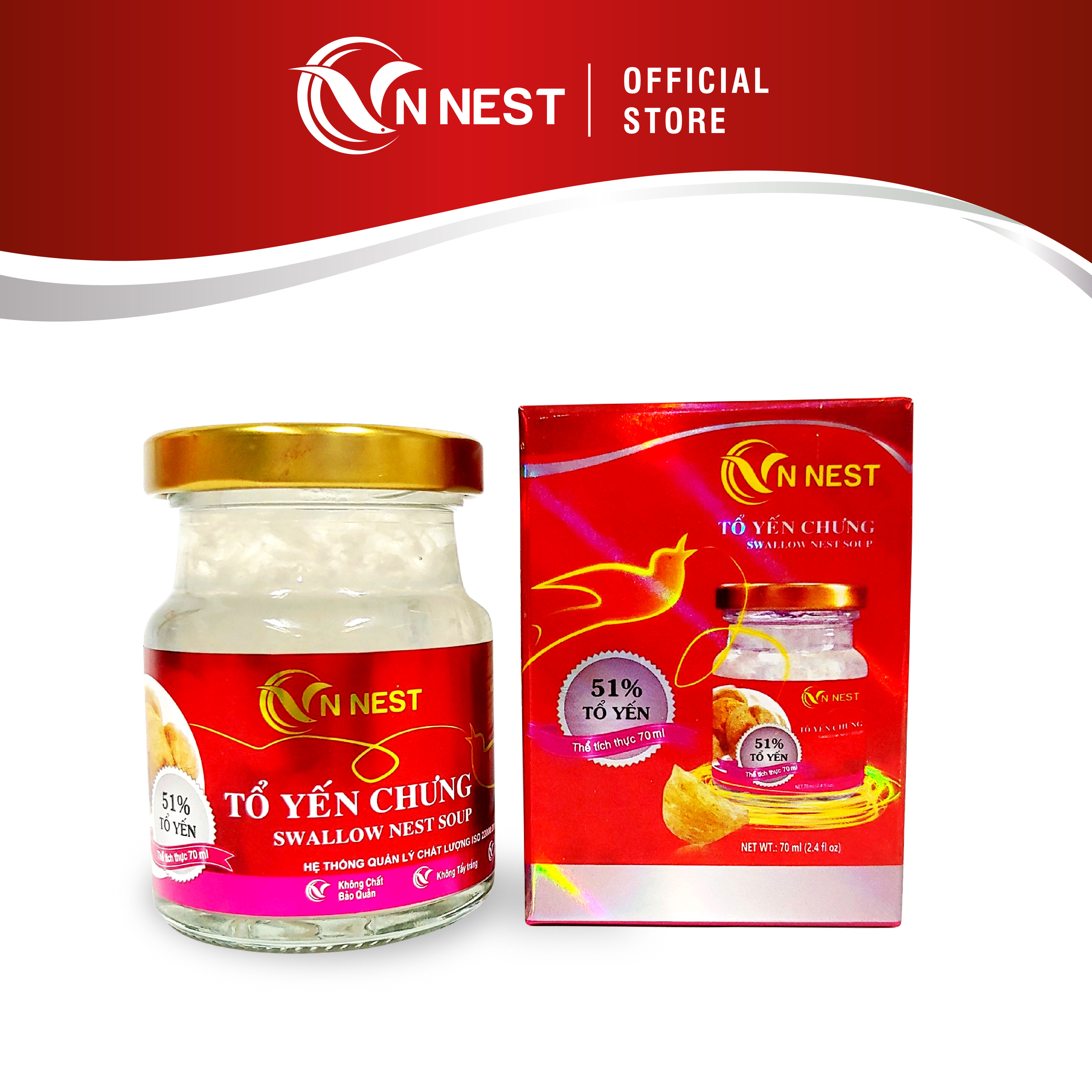 Yến Chưng Sẵn Có Đường 51% (1 Lọ x 70ml) - Vnnest