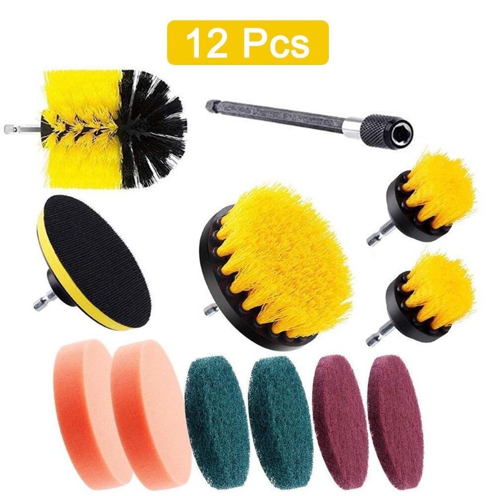 Electric Power Scrubber Drill Brush Kit Bathroom Tile Grout Drill Brush Plastic Round Nylon Carpet Glass Brushes Cleaning Tool