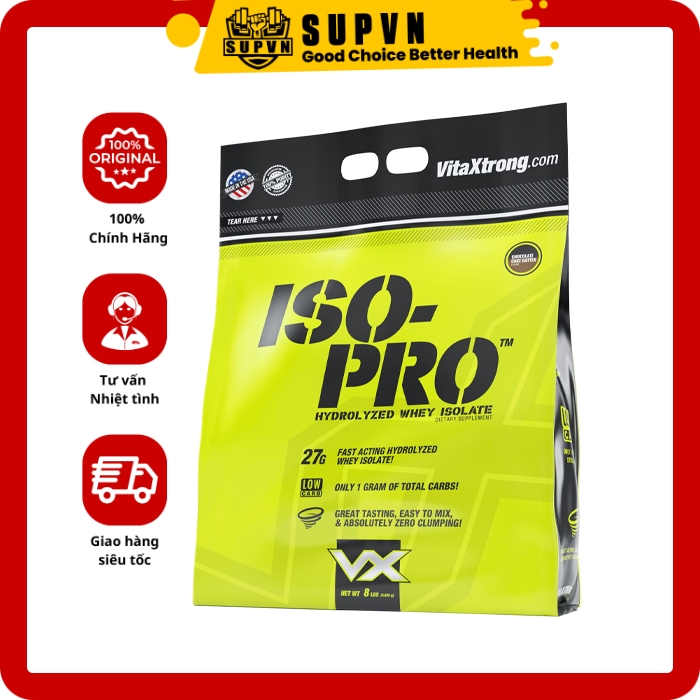 Iso Pro 8lbs Dòng Whey Protein 100 Hydrolyzed 0 Đường Tinh Khiết Từ Vitaxtrong - Cafe Mocha - Không Lấy Quà -30.000vnđ