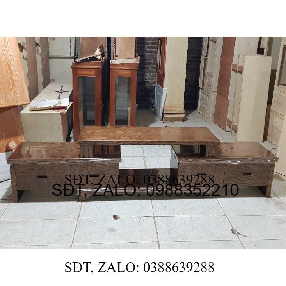 Kệ tivi thông minh gỗ Sồi Nga rút 2 đầu