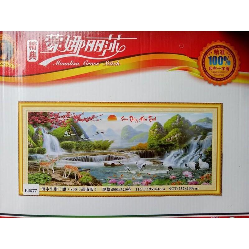 FreeShip từ 250K-Tranh thêu chữ thập Sơn thủy hữu tình FJ0777-195X84CM