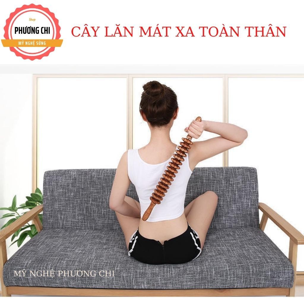 Cây lăn massage toàn thân 9 bánh gai đa năng làm từ gỗ thơm tự nhiên